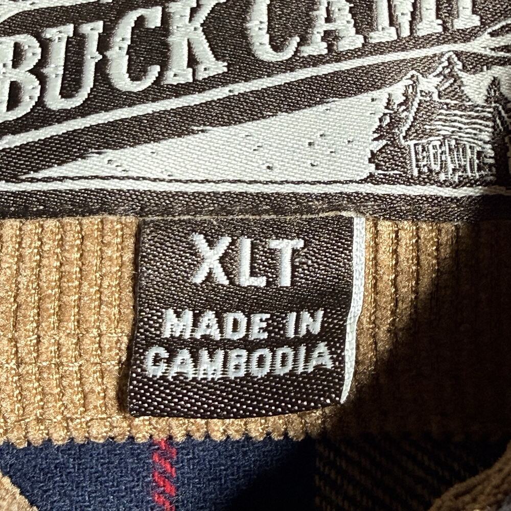 NWT Legendary Whitetails Mens XLT Buck Camp Flannel Shirt Navy Tan Plaid 6464 - Picture 5 of 16